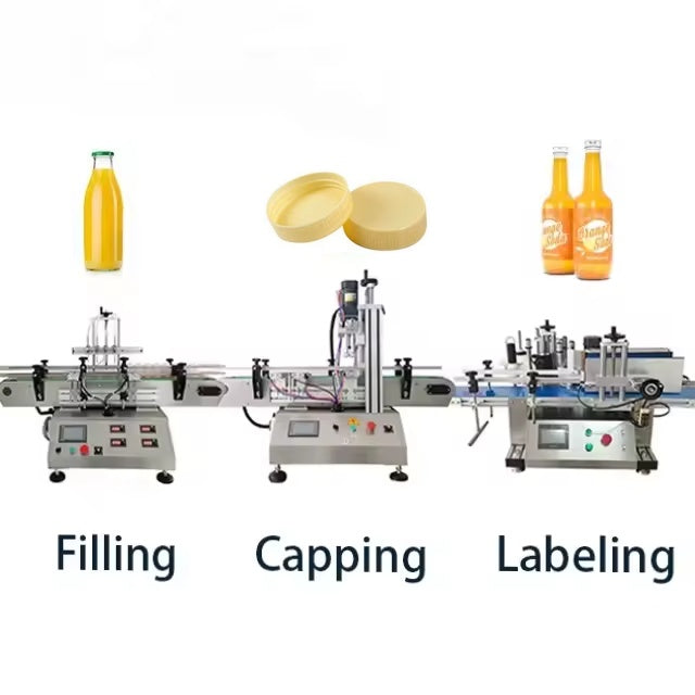 Automatic Small Essential Liquid Filling Machine Oil Perfume Juice Liquid Bottle Filling Capping and Labeling Machine